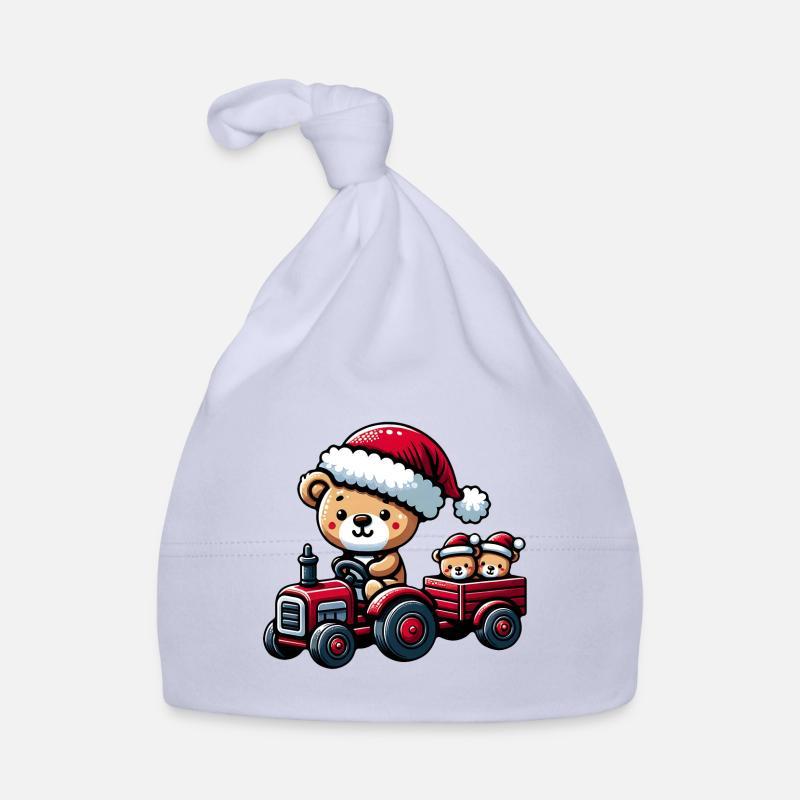 Teddy als Weihnachtsmann mit Traktor Baby Bio-Mütze
