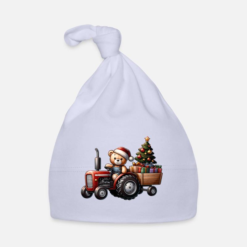Teddy as Santa Claus with tractor Organic Baby Cap
