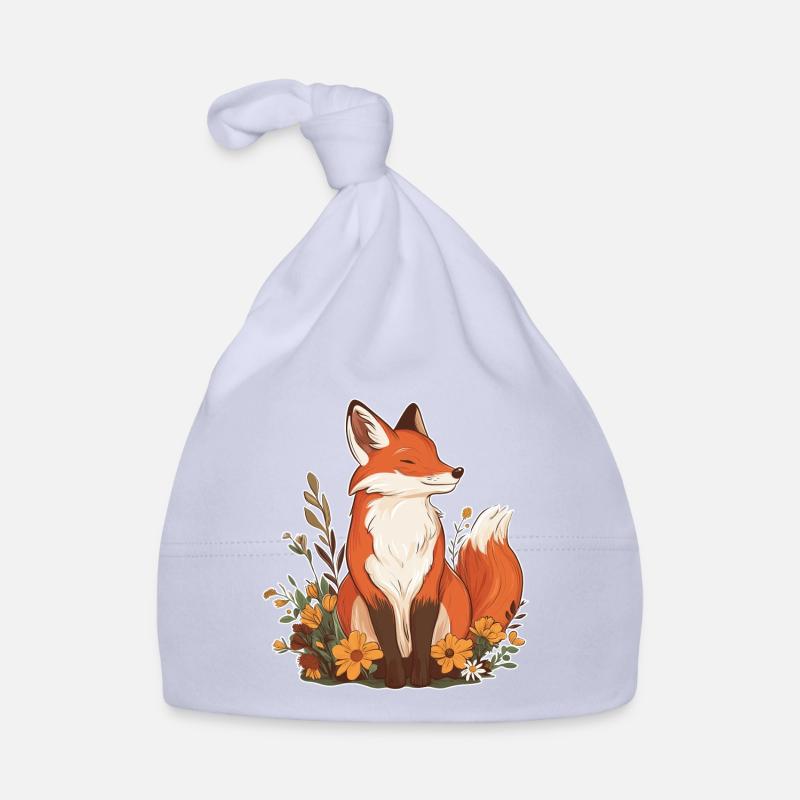 Renard avec des fleurs Bonnet bio Bébé