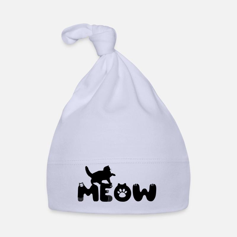 Chat britannique à poil long miaou - Bonnet bio Bébé - ciel