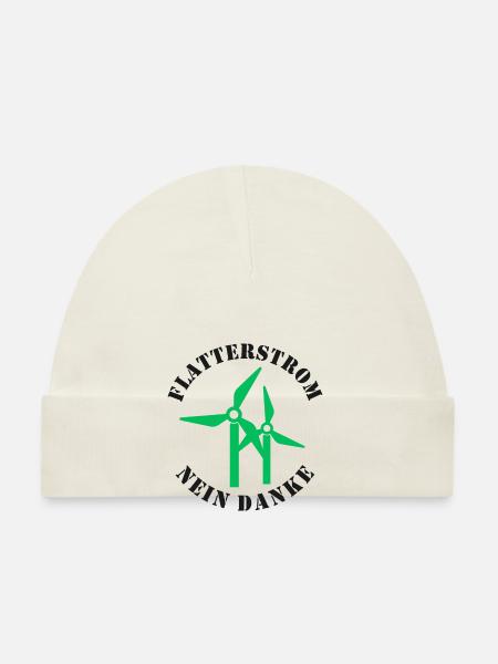 Flatterstrom Nein Danke, Windkraft Nein Danke - Baby Bio-Mütze - Sky - Vorne