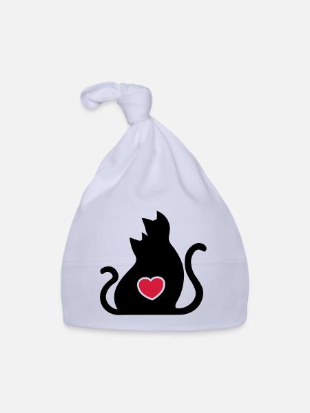 Katzen Liebe Verliebte / Cats in love / - Baby Bio-Mütze - Sky - Vorne