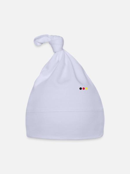 Points noirs, rouges et jaunes - Bonnet bio Bébé - ciel - Devant
