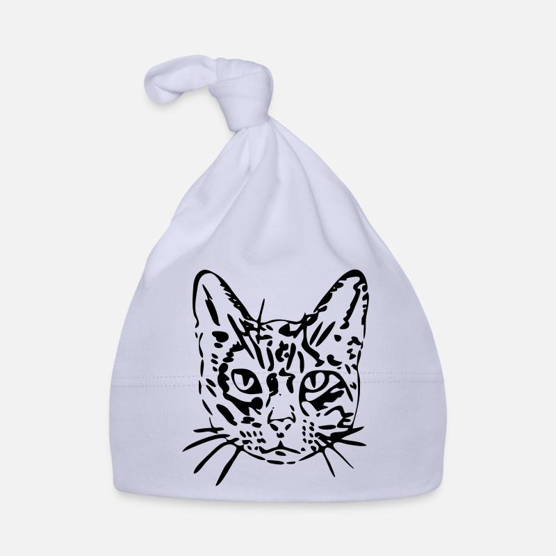 Chat, minou, minou, cadeau, idée cadeau - Bonnet bio Bébé - ciel