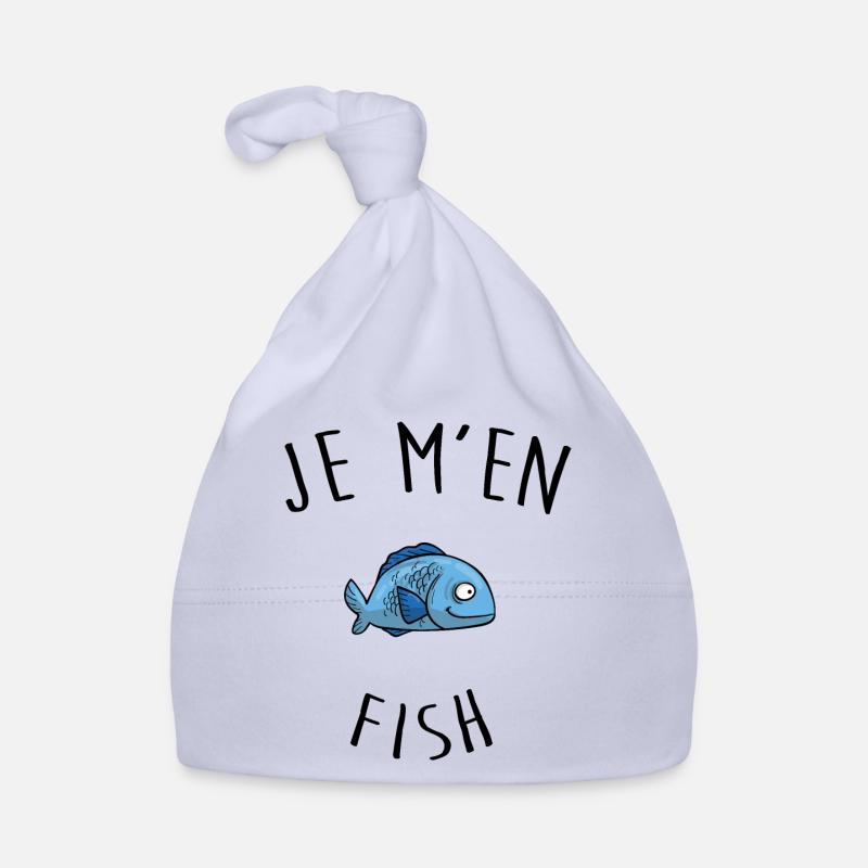 Je m'en fish, je m'en moque dessin poisson - Bonnet bio Bébé - ciel