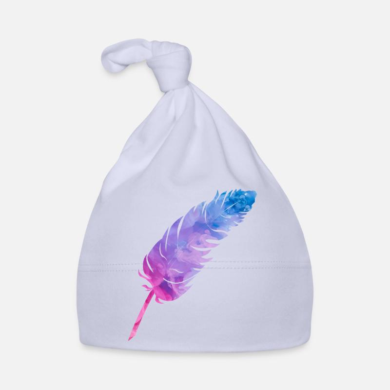 Plume colorée dans des tons violets - Bonnet bio Bébé - ciel