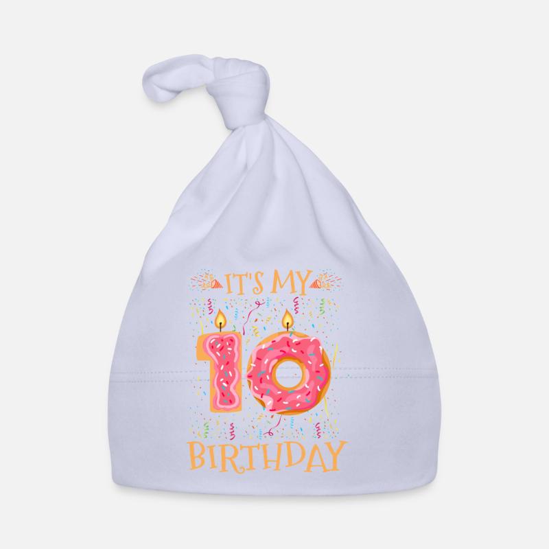 10e anniversaire Bday Dix ans - Bonnet bio Bébé - ciel