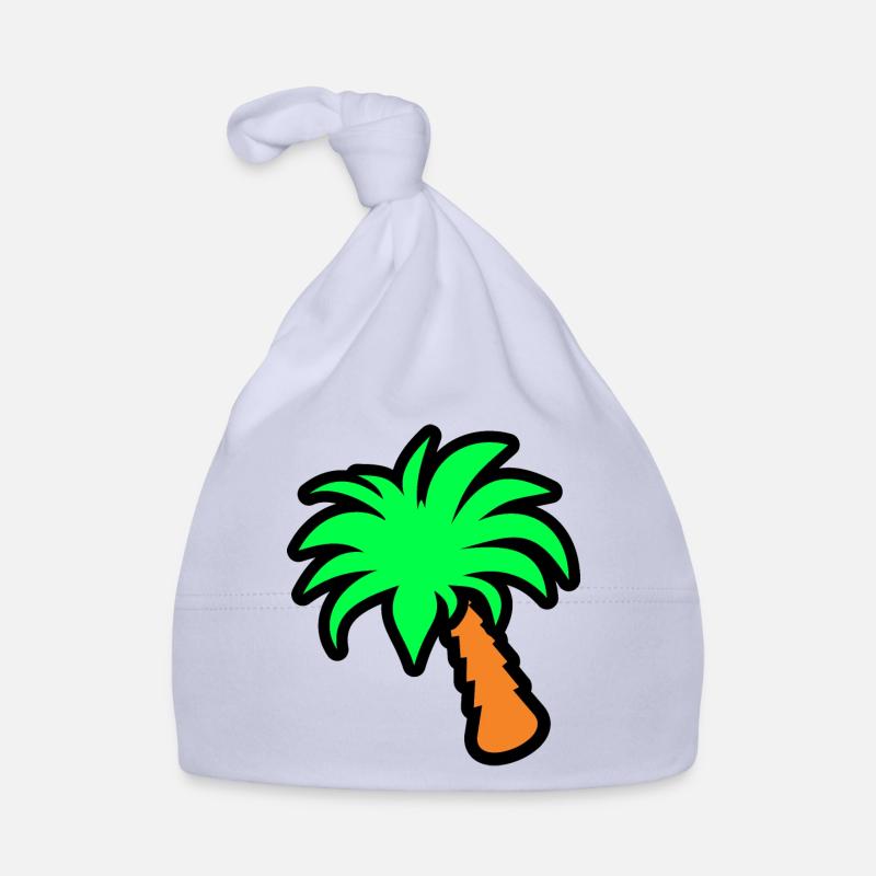 Tropical Bliss: Palmier de dessin animé vibrant - Bonnet bio Bébé - ciel