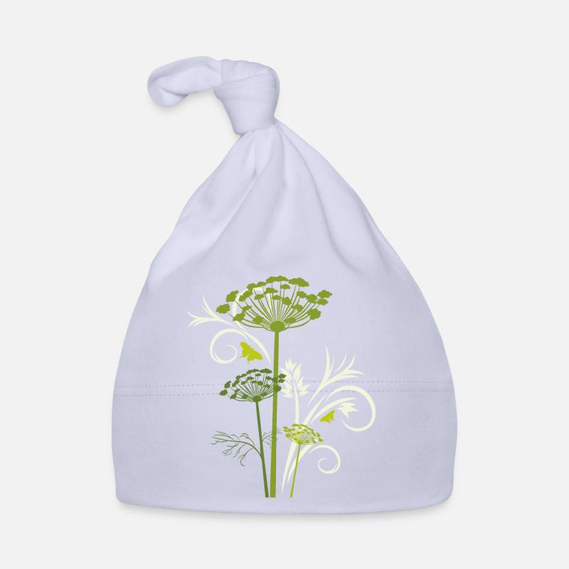 Silhouette de fenouil en fleurs - Bonnet bio Bébé - ciel