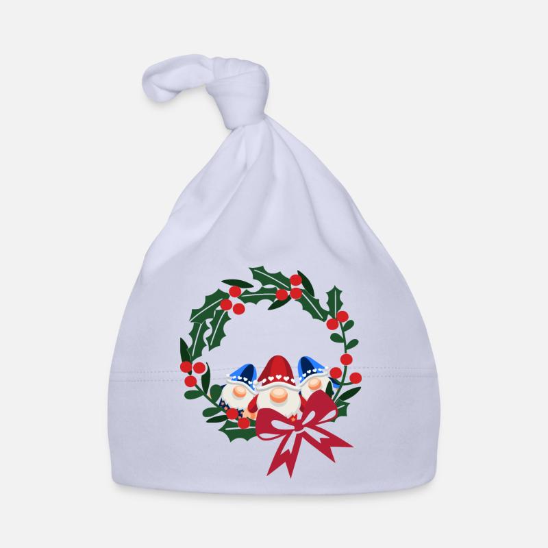 Three St. Nicholas Heads Wreath Bow Organic Baby Cap