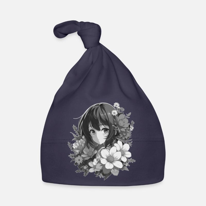 Mädchen mit Blumen 🌸 - 2 Baby Bio-Mütze
