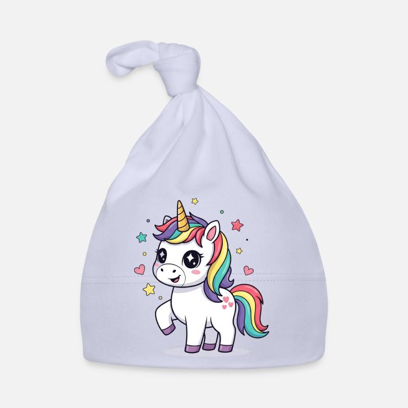 Verspieltes Einhorn mit Regenbogenmähne Baby Bio-Mütze