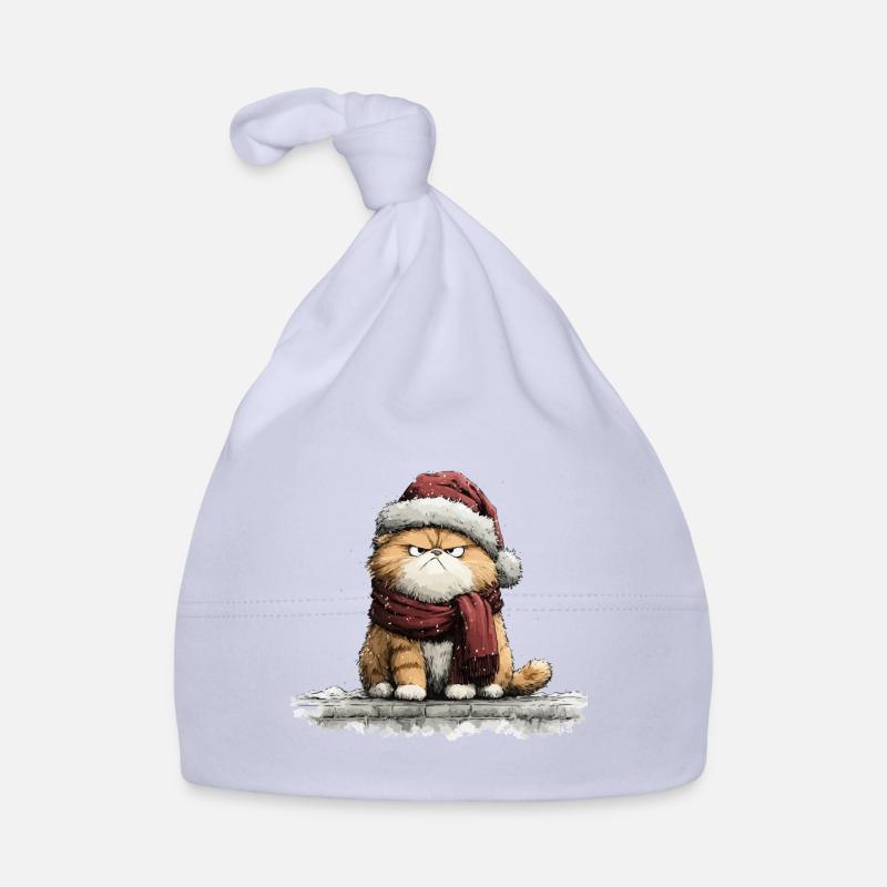 Grimmiger Weihnachtskater Baby Bio-Mütze