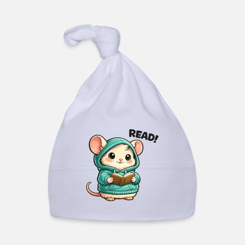 Reading mouse in hoodie Organic Baby Cap