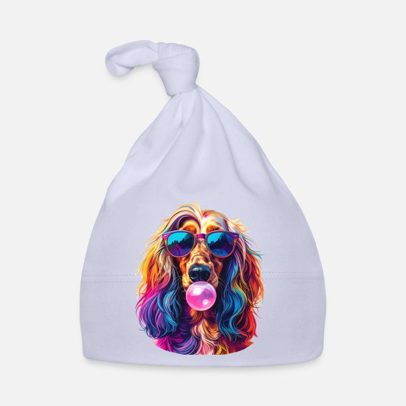 Pop-Art Afghanischer Windhund mit Bubblegum Baby Bio-Mütze