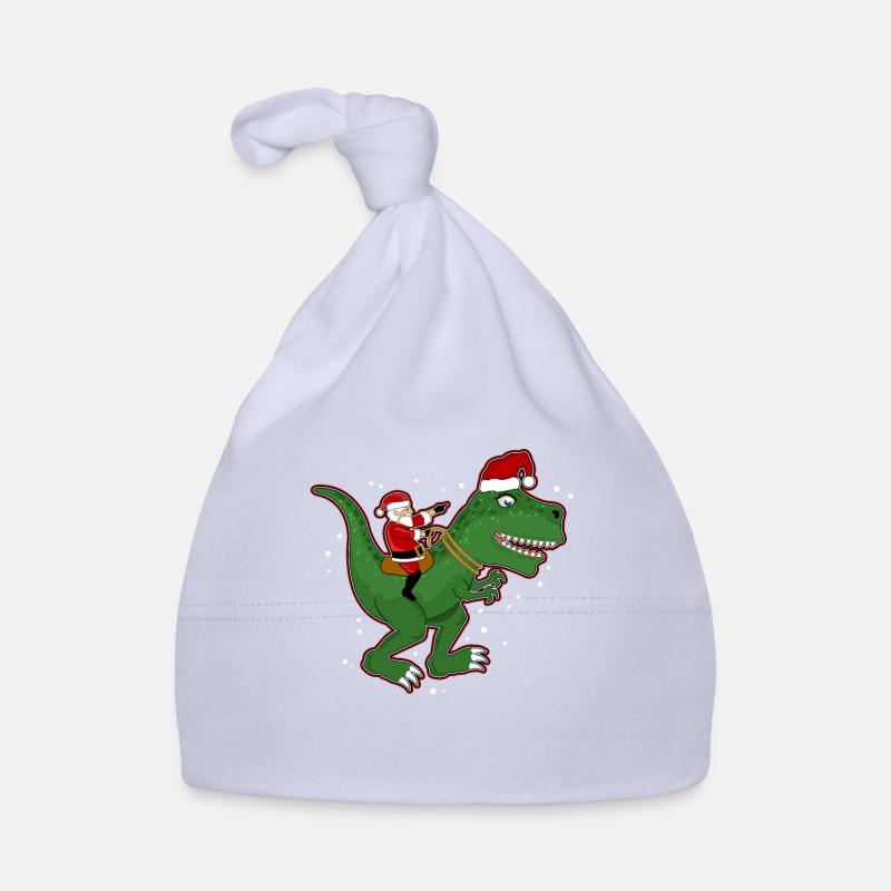 Santa riding dinosaur Trex Christmas fun Organic Baby Cap