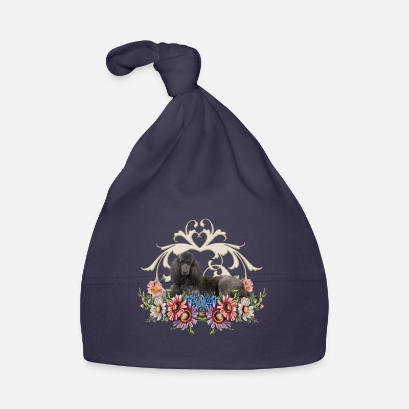 Caniche mignon avec des fleurs Bonnet bio Bébé