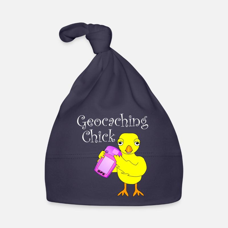 Geocaching Chick White Text Organic Baby Cap