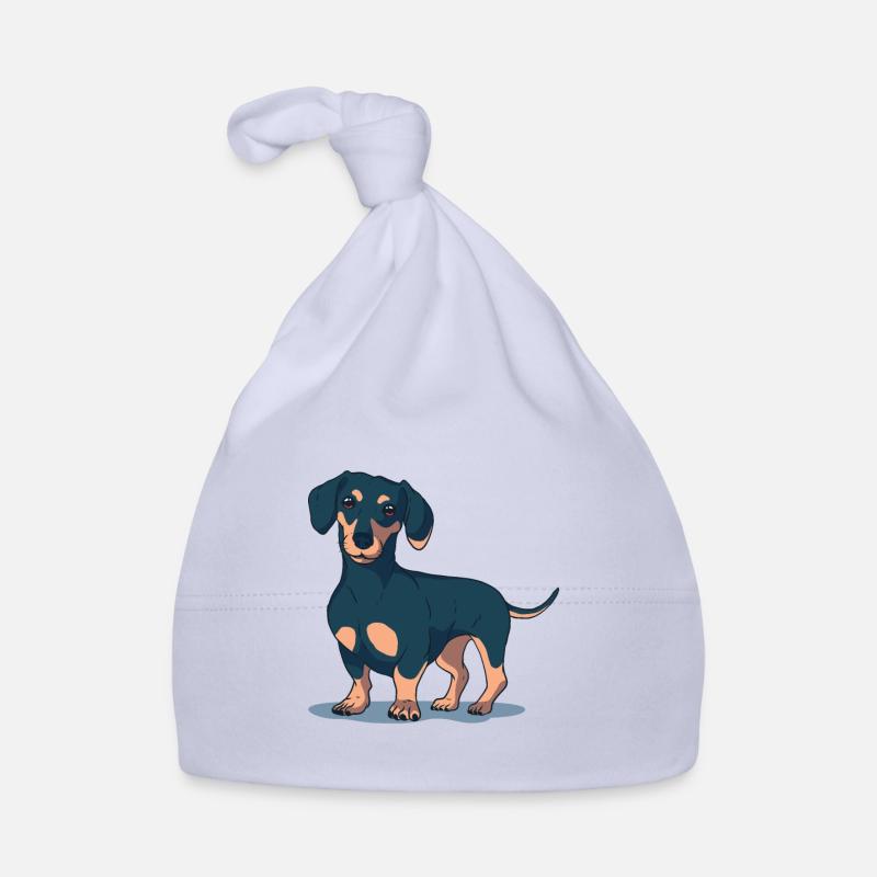 Chien teckel - Bonnet bio Bébé - ciel