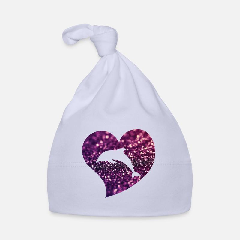 Coeur de dauphin - Bonnet bio Bébé - ciel