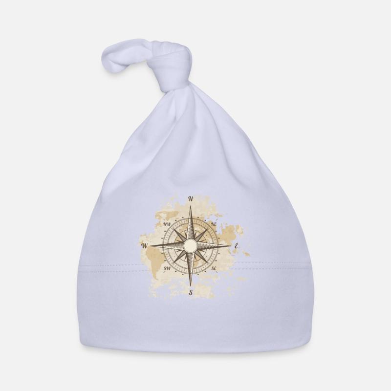 Tattered Old World Map Compass Organic Baby Cap