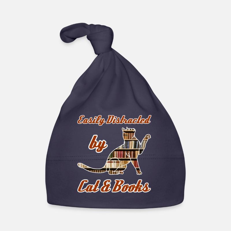 Easily Distracted by Cat & Books Baby Bio-Mütze