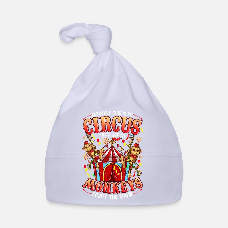 Pas mon cirque pas mon singe qui dit la fête - Bonnet bio Bébé - ciel