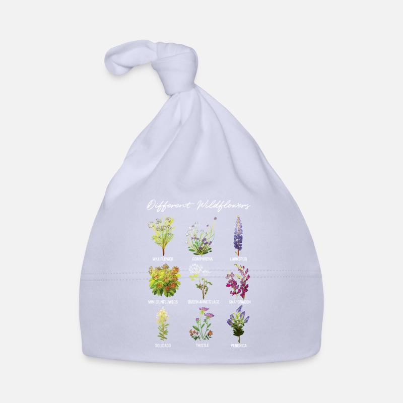 Différentes fleurs sauvages, uniques et rétro rétro - Bonnet bio Bébé - ciel