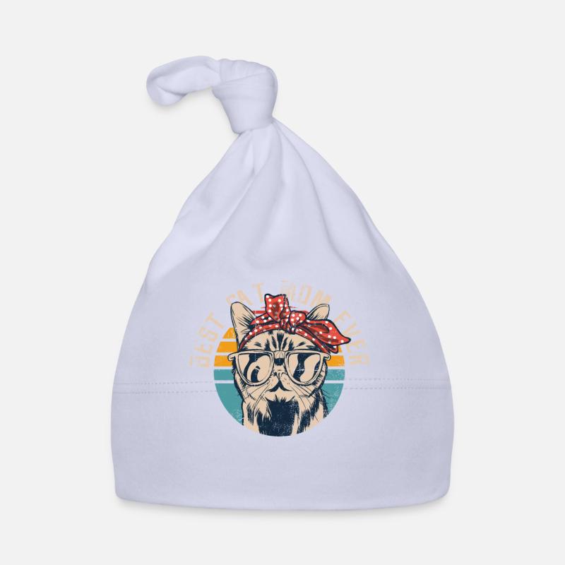 Meilleur chat maman jamais chat rétro vintage - Bonnet bio Bébé - ciel