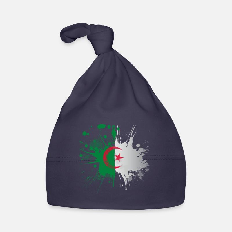 Algeria Flag Splashed Effect Organic Baby Cap