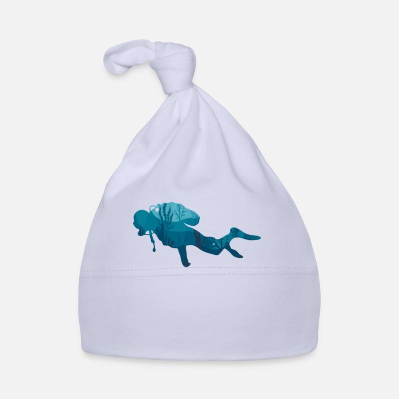 Plongeur plongée silhouette ailerons de bouteille de gaz - Bonnet bio Bébé - ciel