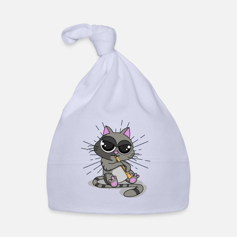 Clarinette de chat, musique de chat, comédie musicale de chat - Bonnet bio Bébé - ciel