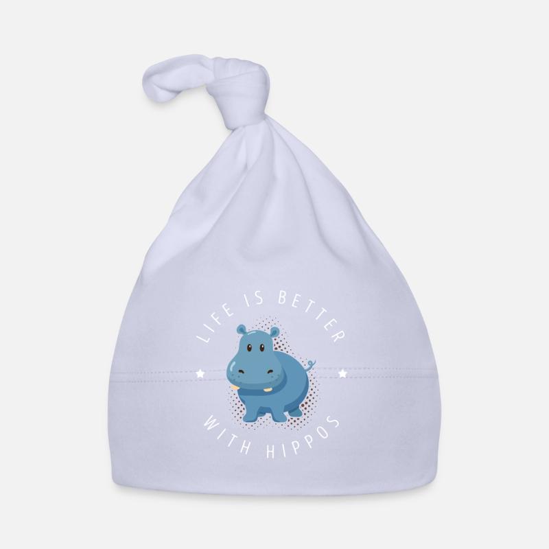 hippopotame - Bonnet bio Bébé - ciel
