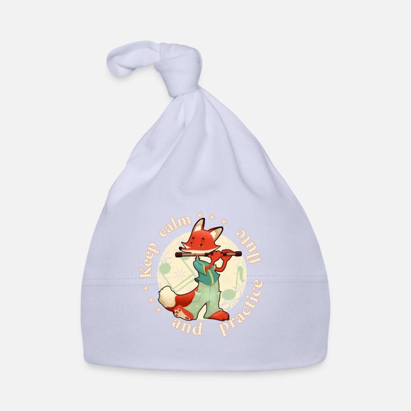 Keep calm practice flute flute fox - Organic Baby Cap - sky