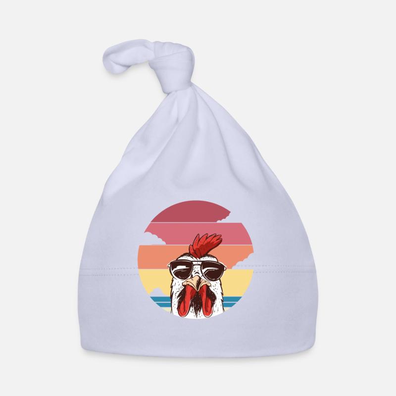 Coq rétro - Bonnet bio Bébé - ciel