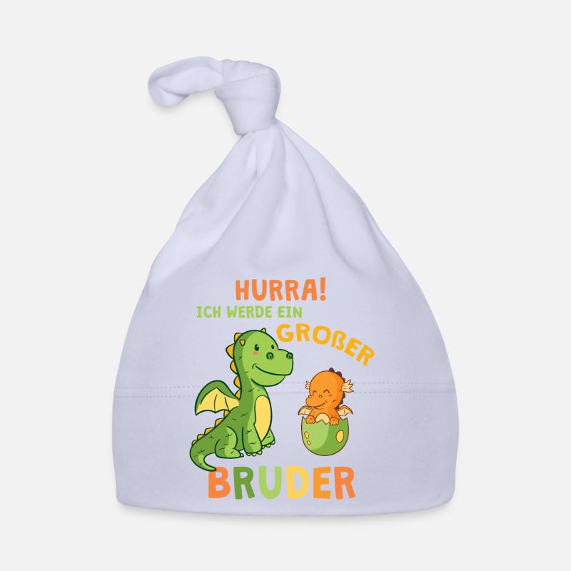 Hurra Ich Werde Ein Großer Bruder Dinosaurier Dino - Baby Bio-Mütze - Sky