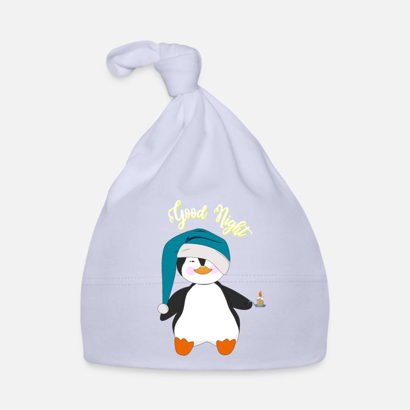Pingouin bonne nuit - Bonnet bio Bébé - ciel