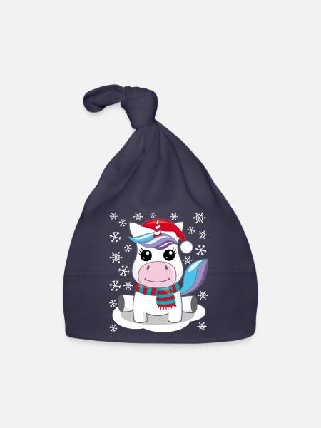 Unicorn Christmas gift Christmas present - Organic Baby Cap - navy - Front