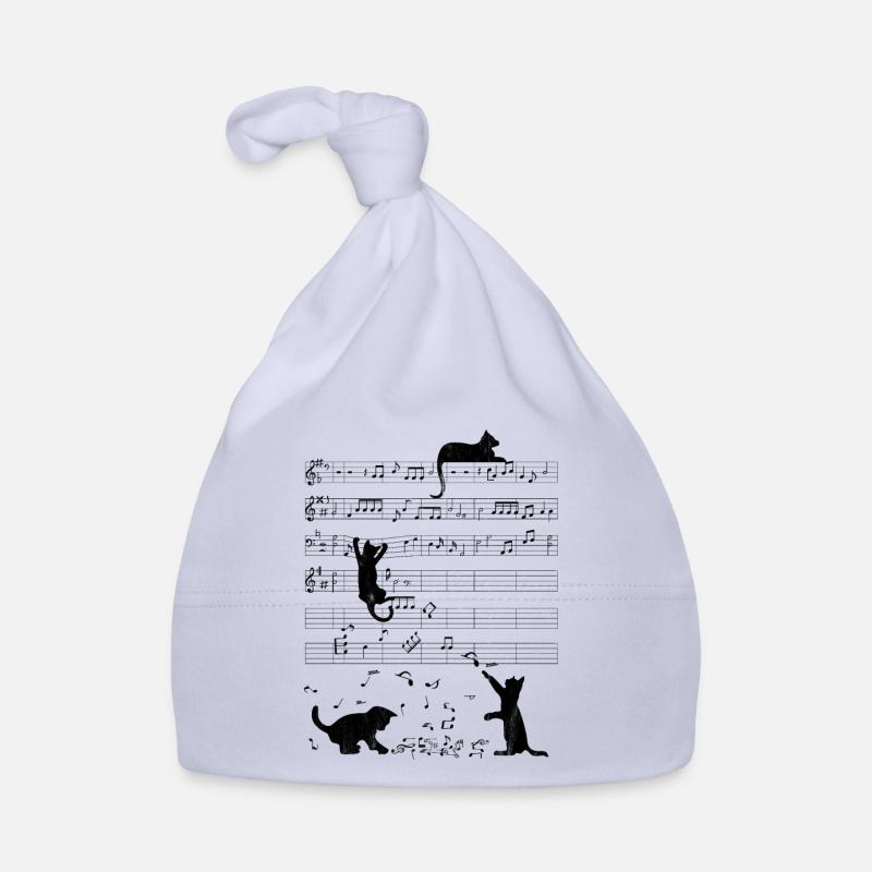 Musicien de partition vintage note de musique chat mignon - Bonnet bio Bébé - ciel