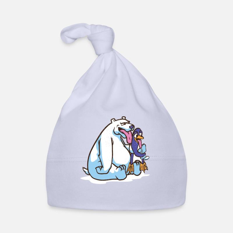 Lustiger Eisbär leckt Pinguin Eiscreme Polarbär Baby Bio-Mütze
