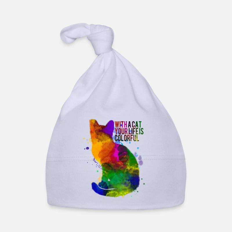 Bunte Katze - Baby Bio-Mütze - Sky