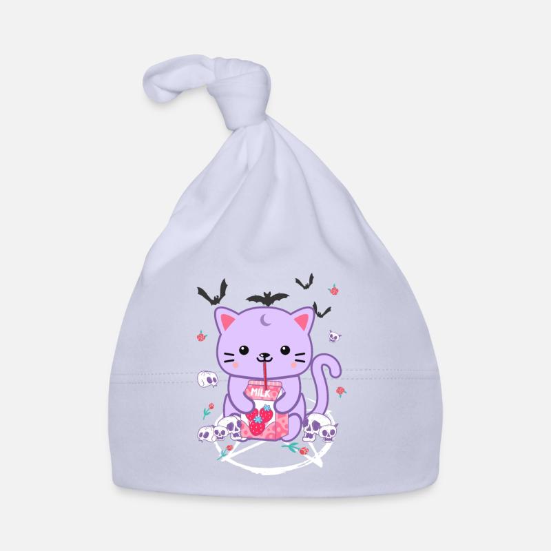 Katze Erdbeermilch Goth-Katze Goth Geschenk - Baby Bio-Mütze - Sky