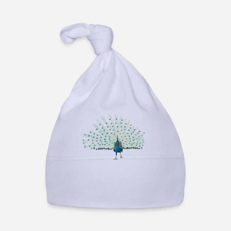 Peacock I Peacock Eye Motif with Peacock Feather Organic Baby Cap