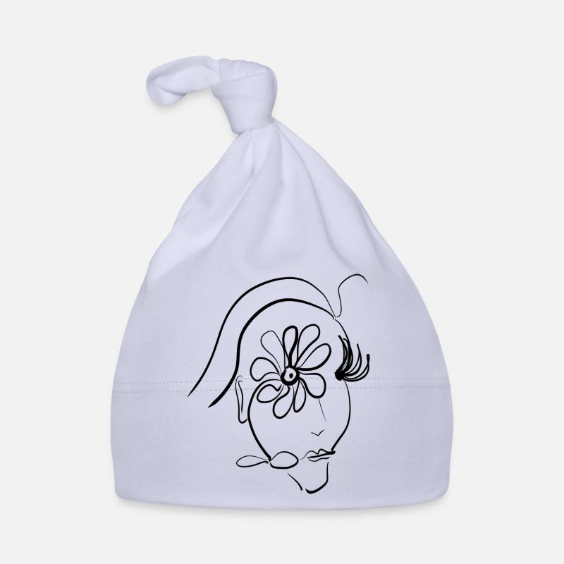 Visage fleur de femme - Bonnet bio Bébé - ciel