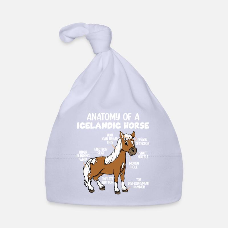 Anatomie d’un cheval islandais - Bonnet bio Bébé - ciel