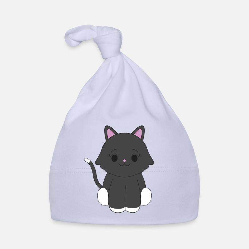 Chat noir - Bonnet bio Bébé - ciel