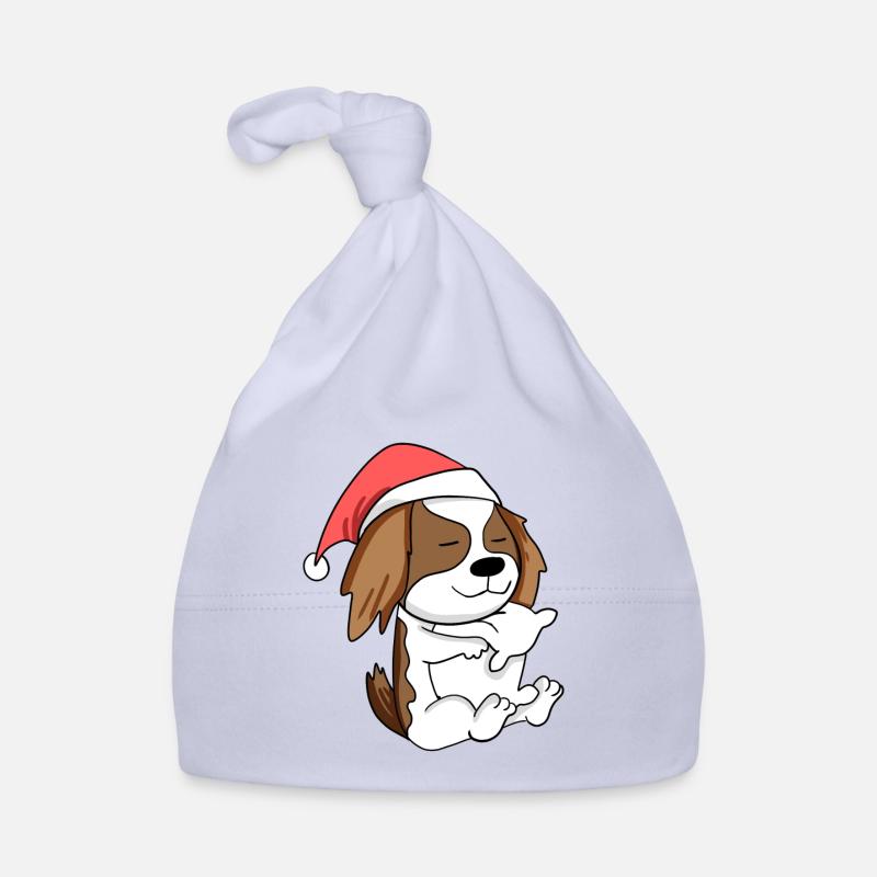Cavalier King Charles Spaniel Chien Noël - Bonnet bio Bébé - ciel