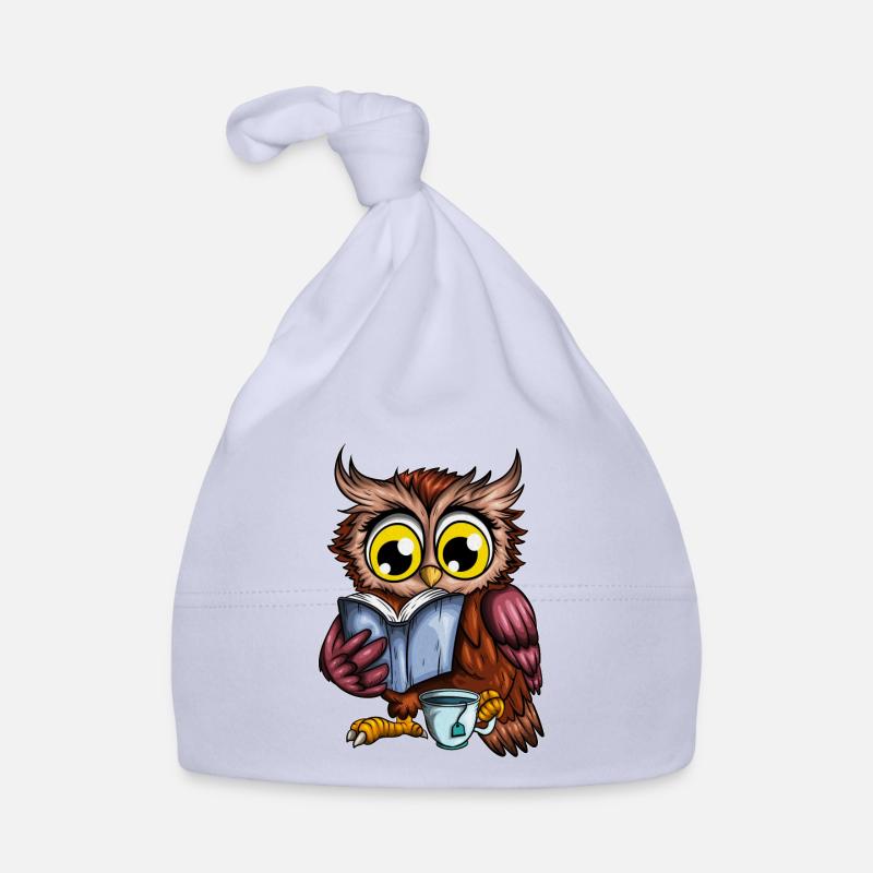 Eule mit heißem Tee Gemütlich ein Buch lesen Baby Bio-Mütze