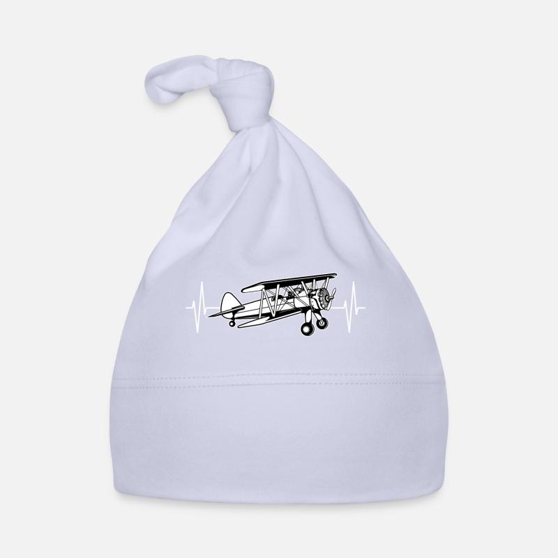 Doppeldecker Flugzeug EKG Linie Pilot Geschenk Baby Bio-Mütze