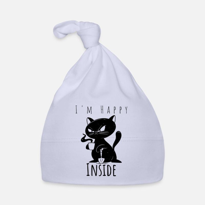 I’m Happy Inside - Idée cadeau chat et café Bonnet bio Bébé